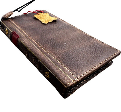 ARICHI Handcrafted Vintage Bible-Style Leather iPhone Case – Smoked Wax Finish Book Cover