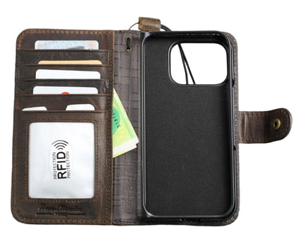 ARICHI Genuine Leather Case for Google Pixel – Handmade Wallet Cover with Card Slots, Button Closure