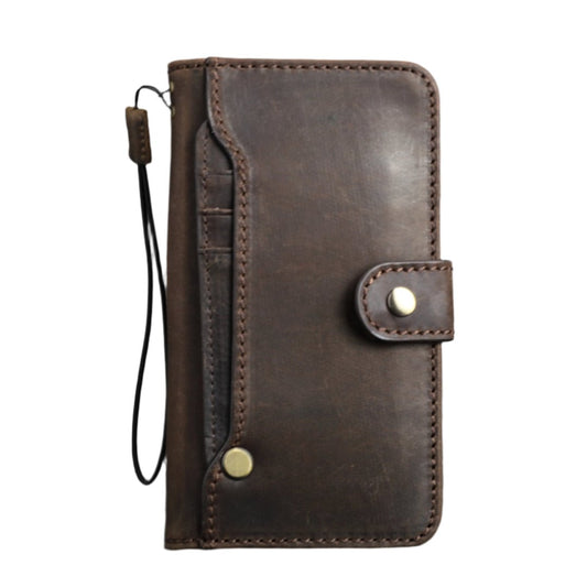 ARICHI Handmade Dark Leather For Galaxy Case – Card Slots, Wireless Charging, Vintage Style for S26, S23, S24, S25 Edge, Note 20 A56 A71 Z Fold 7
