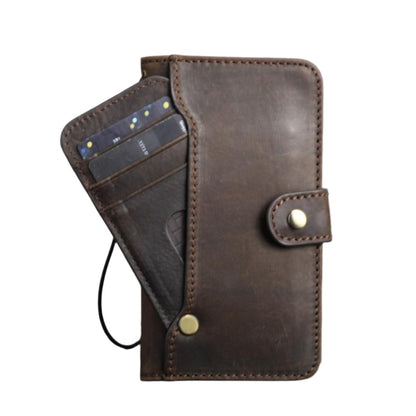 ARICHI Handmade Dark Leather For Galaxy Case – Card Slots, Wireless Charging, Vintage Style for S26, S23, S24, S25 Edge, Note 20 A56 A71 Z Fold 7