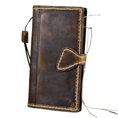 ARICHI Handmade Waxed Leather Phone Case with White Stitching and Magnetic Closure for Google Pixel 4 to 9 9a Pro XL - Premium Wallet Cover