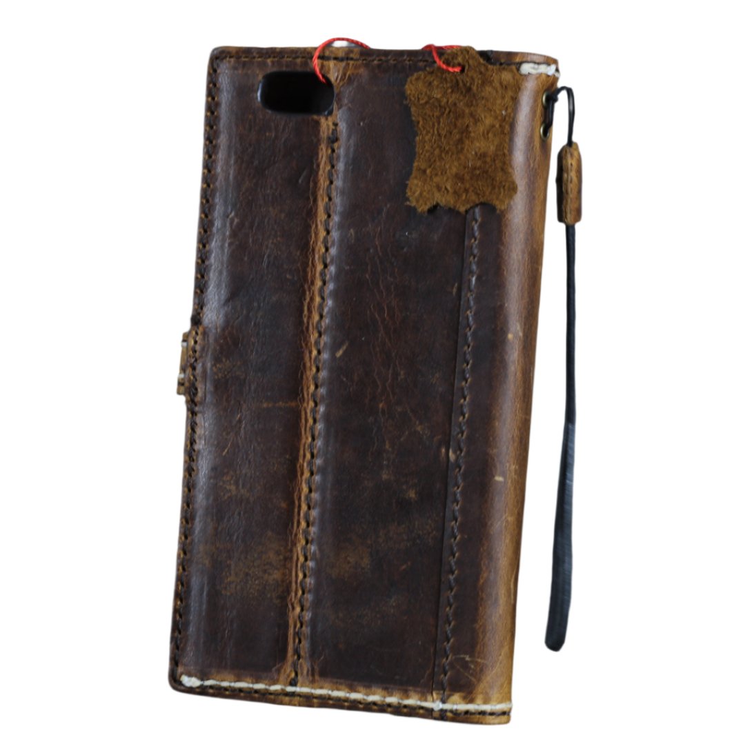 ARICHI Handmade Waxed Leather Phone Case with White Stitching and Magnetic Closure for Google Pixel 4 to 9 9a Pro XL - Premium Wallet Cover