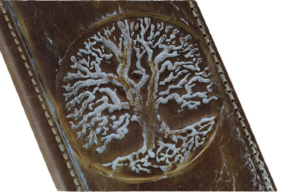 ARICHI Genuine Vintage Leather Wallet Phone Case for Google Pixel 4-10 Pro XL | Handmade Book-Style Cover with white Tree Of Life Embossing