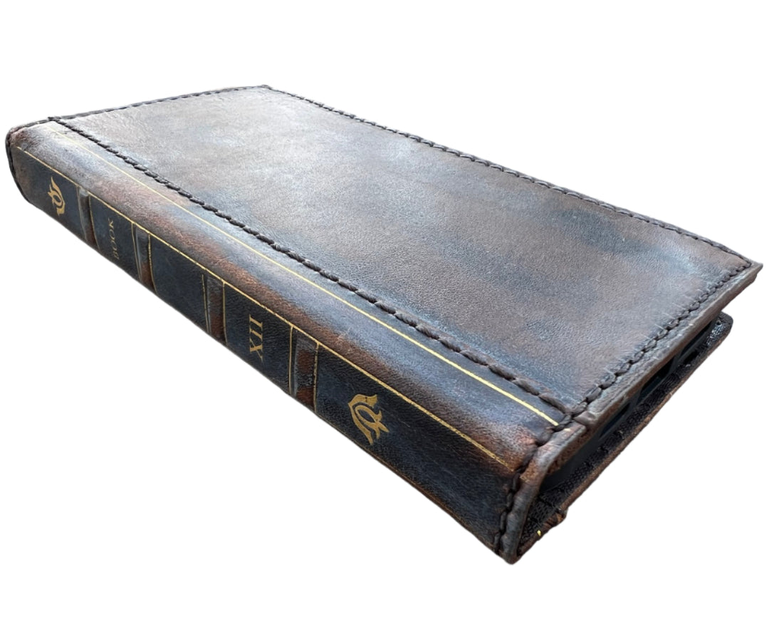 ARICHI Genuine Leather Vintage Bible Style Case for Galaxy S26, S25 Edge, S24 S23 Ultra S22 S21 Note Z Fold 7 A56 Polished Bible Book