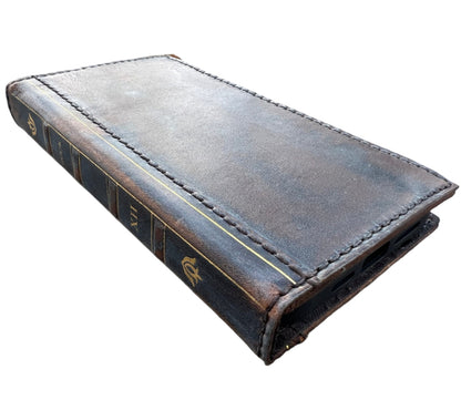 ARICHI Genuine Leather Vintage Bible Style Case for Galaxy S26, S25 Edge, S24 S23 Ultra S22 S21 Note Z Fold 7 A56 Polished Bible Book