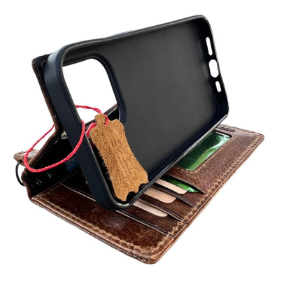 ARICHI Vintage Polished Leather iPhone Case – Wax Finish Handmade Wallet Cover for iPhone 6-17 Pro Max Air SE XS