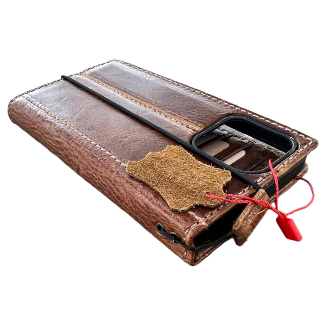 ARICHI Vintage Polished Leather iPhone Case – Wax Finish Handmade Wallet Cover for iPhone 6-17 Pro Max Air SE XS