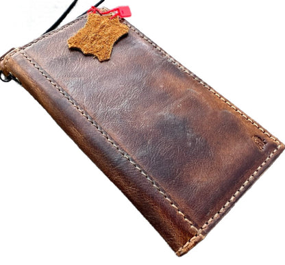ARICHI Vintage Polished Leather iPhone Case – Wax Finish Handmade Wallet Cover for iPhone 6-17 Pro Max Air SE XS