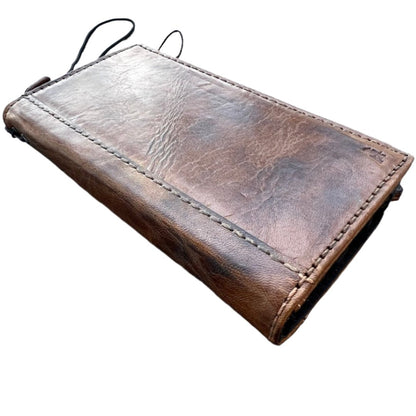ARICHI Handcrafted Light Tan Leather iPhone Case – Smoked Wax Finish Wallet Cover for iPhone
