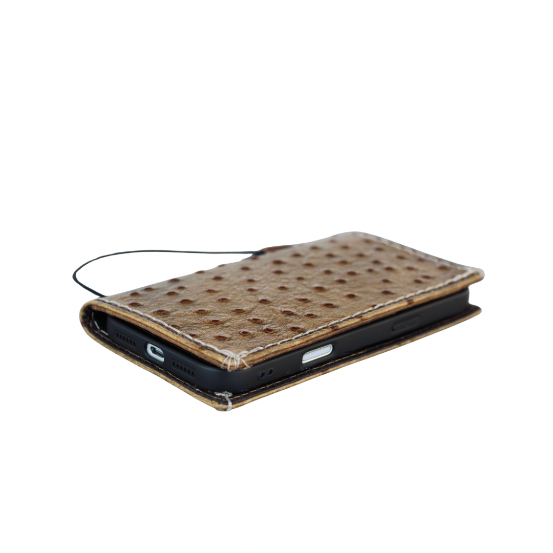Luxury handmade ostrich leather flip case for Samsung Galaxy S25 Ultra