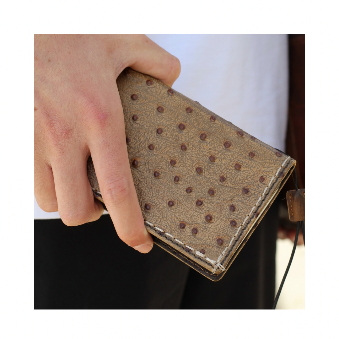 Luxury ostrich embossed leather Samsung Galaxy flip cover handmade from genuine leather