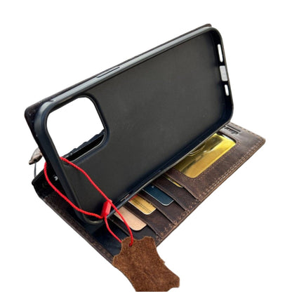 ARICHI Genuine Leather Wallet Case for iPhone – Premium Vintage Book Style with Card Slots