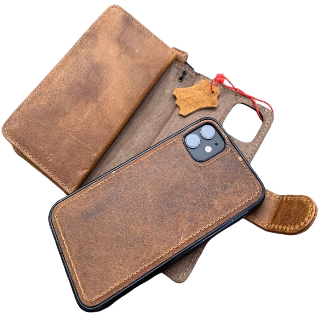 ARICHI Tan Leather For Galaxy S26 Case – Detachable Magnetic Wallet with Extra Card Slots, Handmade
