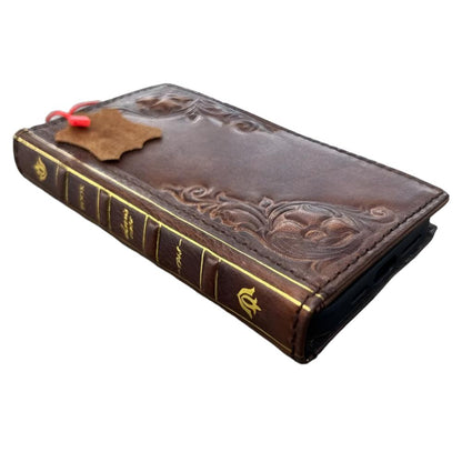 ARICHI Genuine Leather Bible Style Case for iPhone Wallet Cover with Card Slots, Stamped Decorations, Vintage Craft