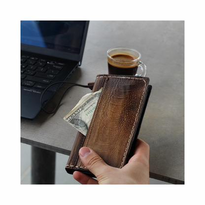 luxury ostrich leather phone case wallet handmade vintage folio design with front pocket or Pixel 9a