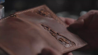 ARICHI Genuine Leather Bible Style Case for iPhone Wallet Cover with Card Slots, Stamped Decorations, Vintage Craft